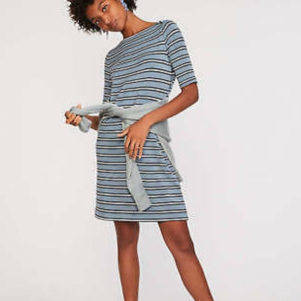 Lou & Grey Signature Soft Striped Boatneck Shift Dress M